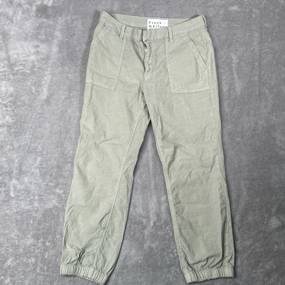Frank & Eileen Jameson Jogger Pants Size 10 Sage Green Cotton Linen